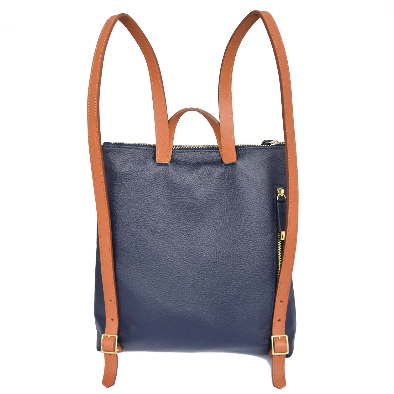 FRANNY BACKPACK | NAVY WITH TAN STRAPS