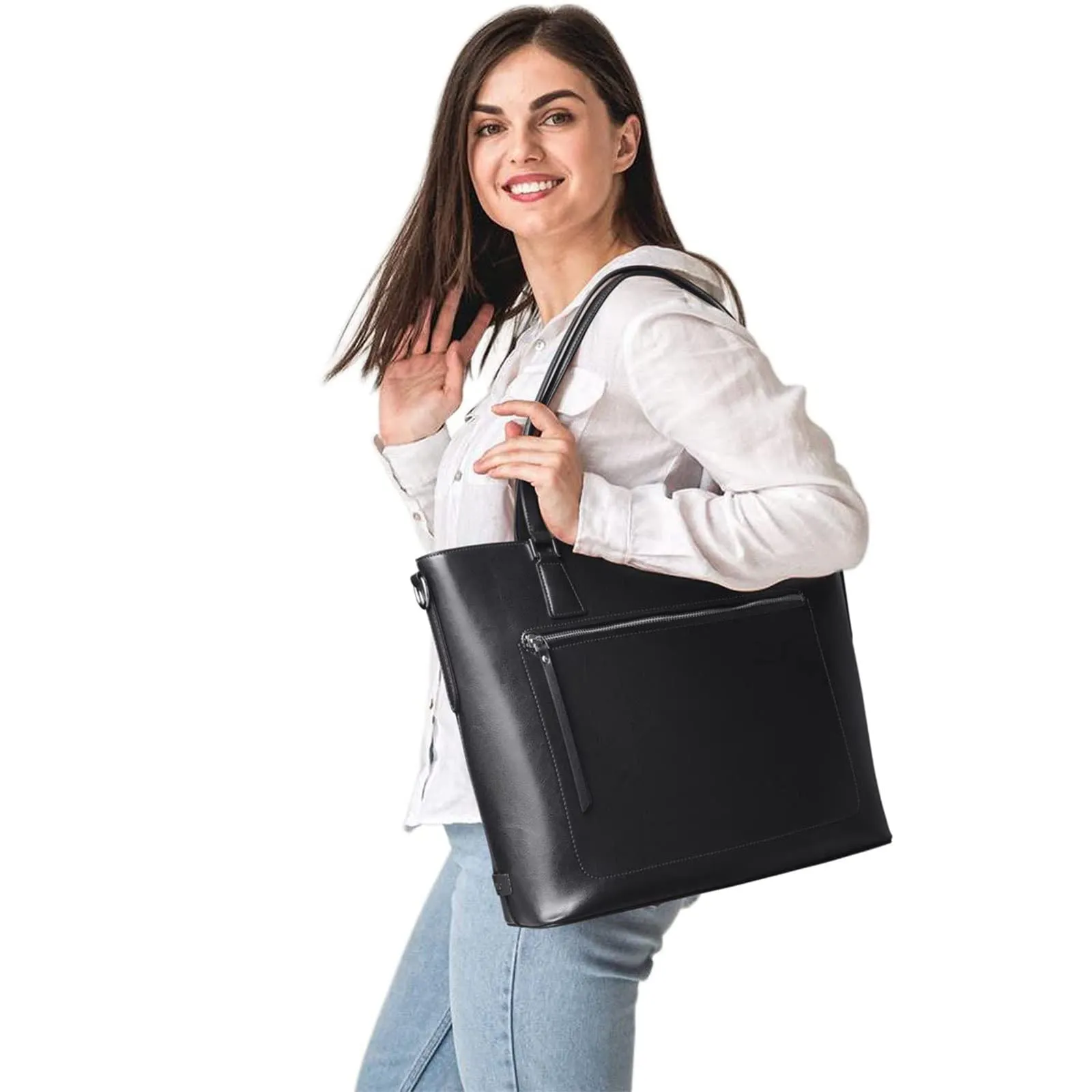 Genuine Leather Work Tote