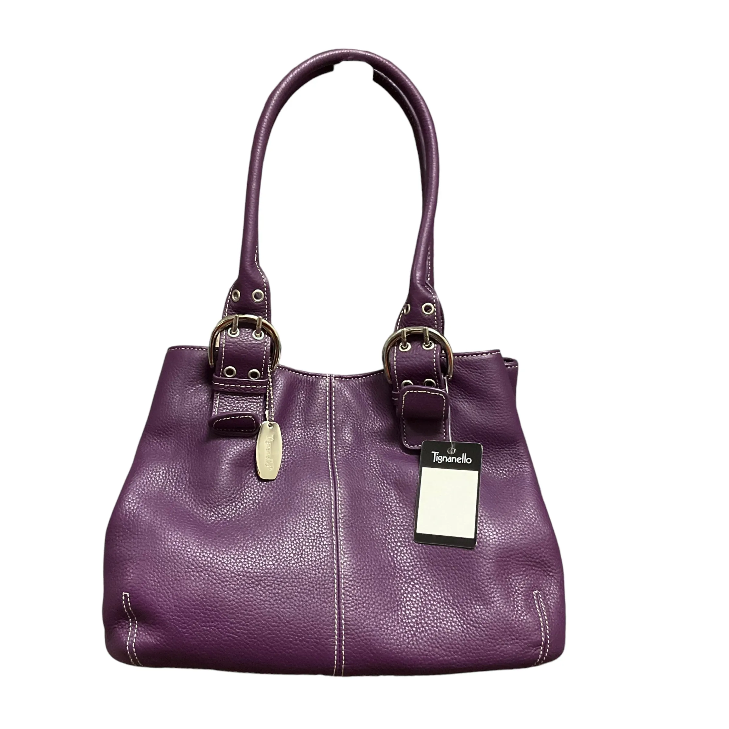 Handbag Leather By Tianello, Size: Medium