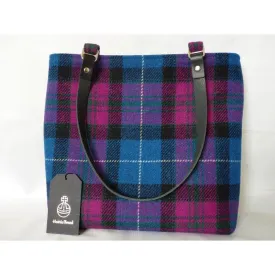 Harris Tweed Bag - Bedale Tote Bag - Blue & Cerise