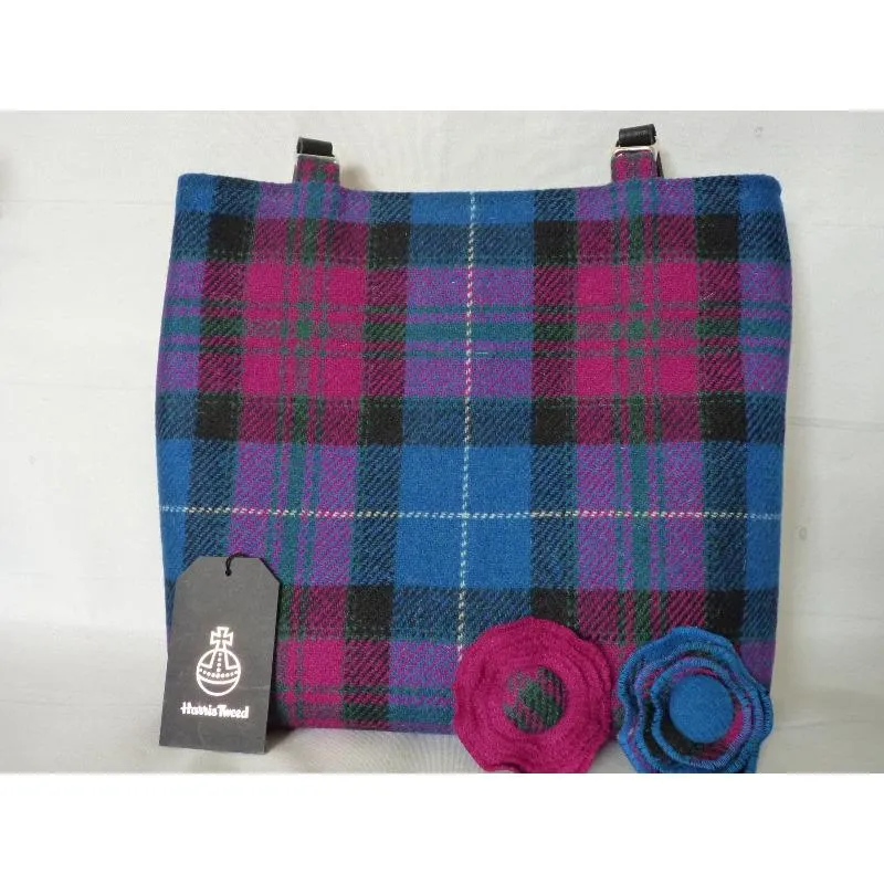 Harris Tweed Bag - Bedale Tote Bag - Blue & Cerise