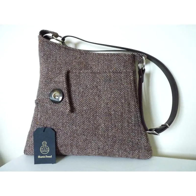 Harris Tweed Bag - Salthouse Shoulder Bag - Brown Herringbone