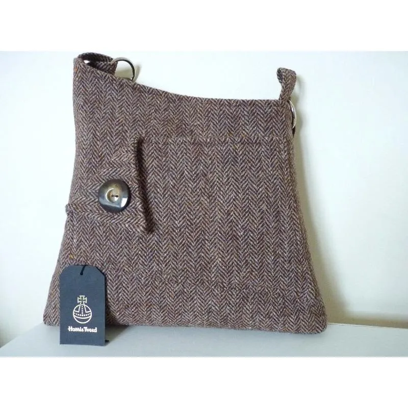 Harris Tweed Bag - Salthouse Shoulder Bag - Brown Herringbone