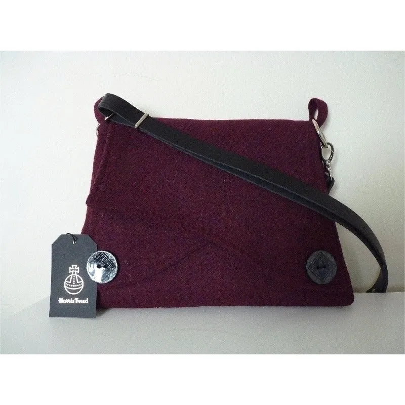 Harris Tweed Bag - Thornham Shoulder Bag - Burgundy