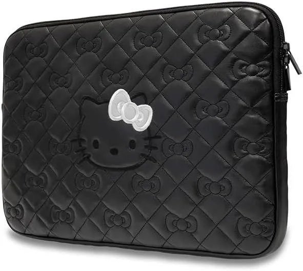 Hello Kitty Zip PU Quilted Bow Sleeve for 14" Laptop Black - HKCSZPEKHBPD