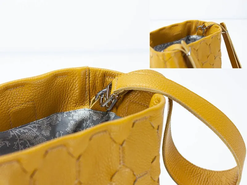 Helon clutch - Handwoven yellow leather