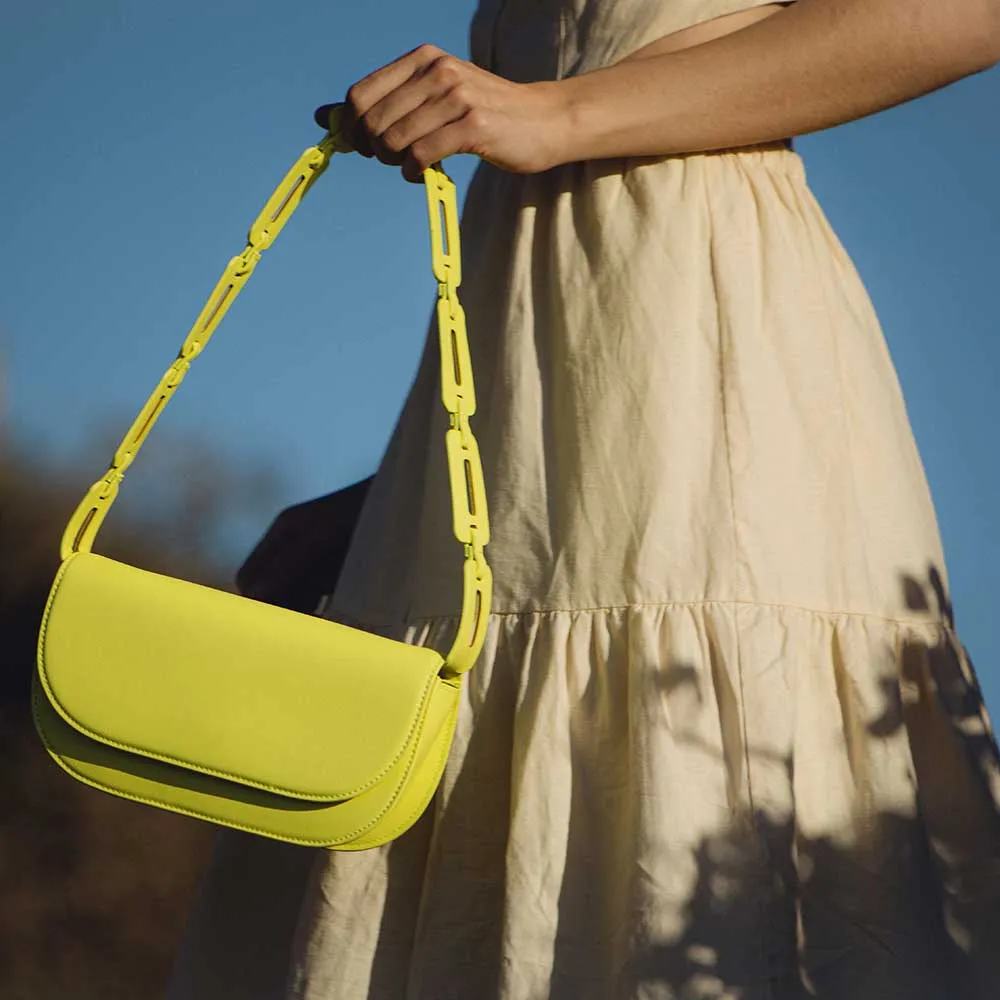 Inez Neon Yellow Recycled Vegan Shoulder Bag - FINAL SALE