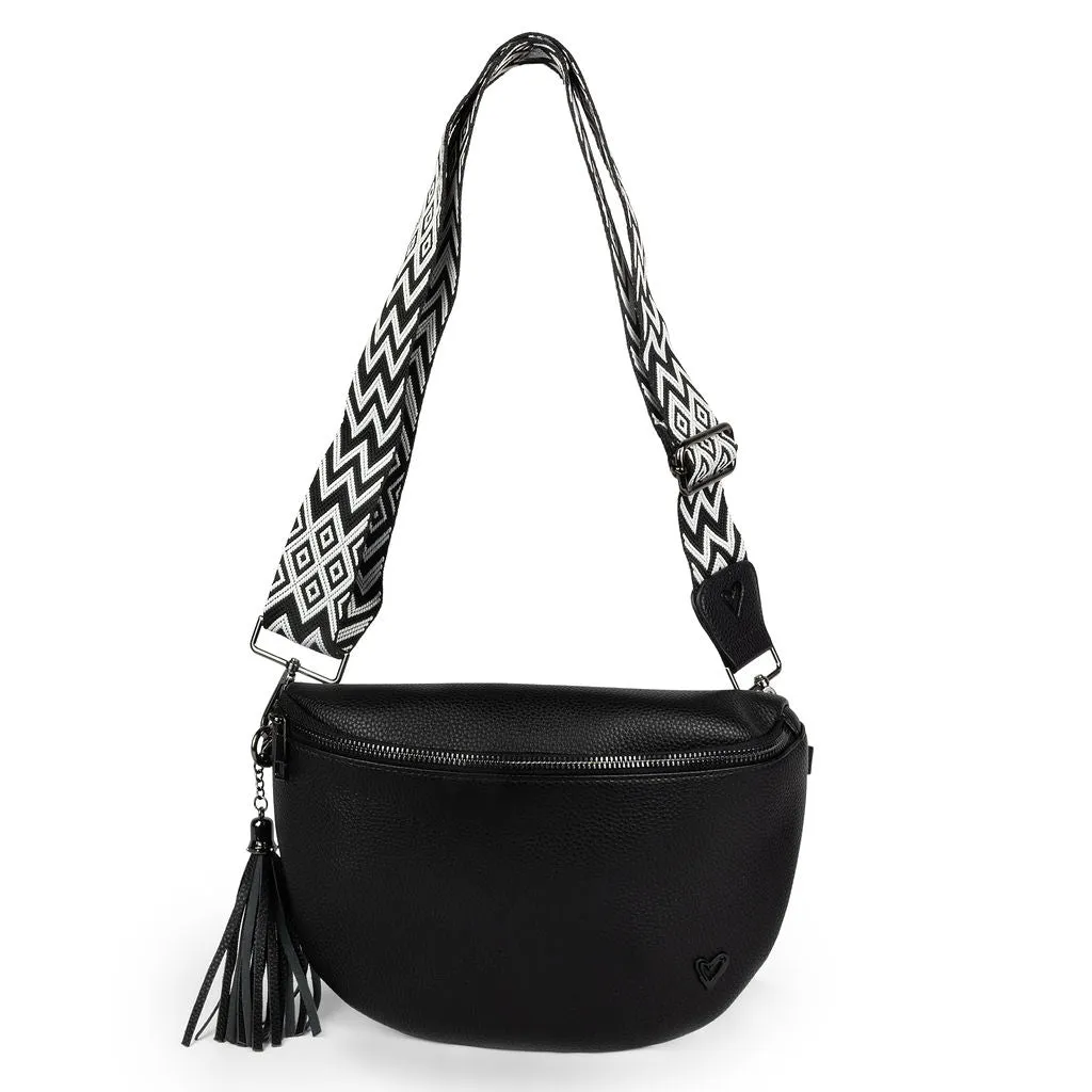 Kimberley Vegan Leather Crossbody Bag/Sling - Black