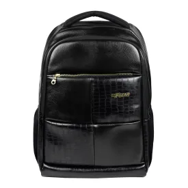 Knockout 26L Black Vegan Leather Laptop Backpack