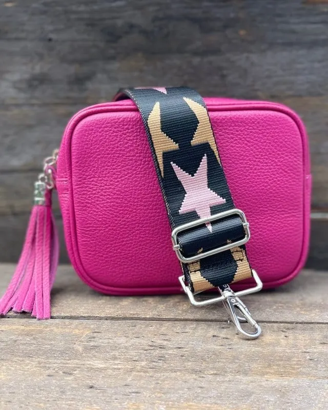 Leather Tassel Bag - Fuchsia