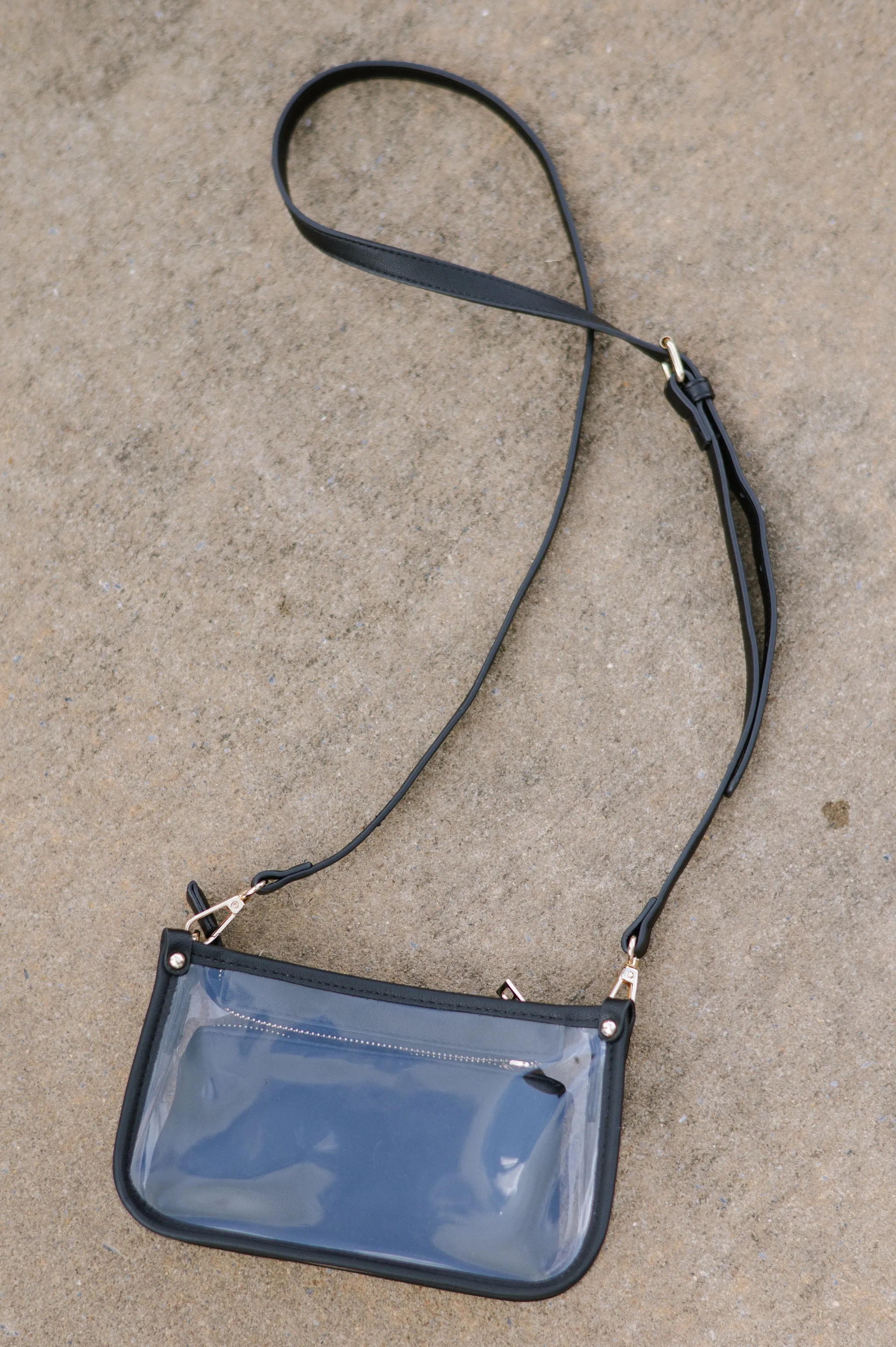 Lennon Clear Crossbody Bag- Black