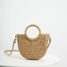 MAC129 Straw Double Hoop Crossbody Bag