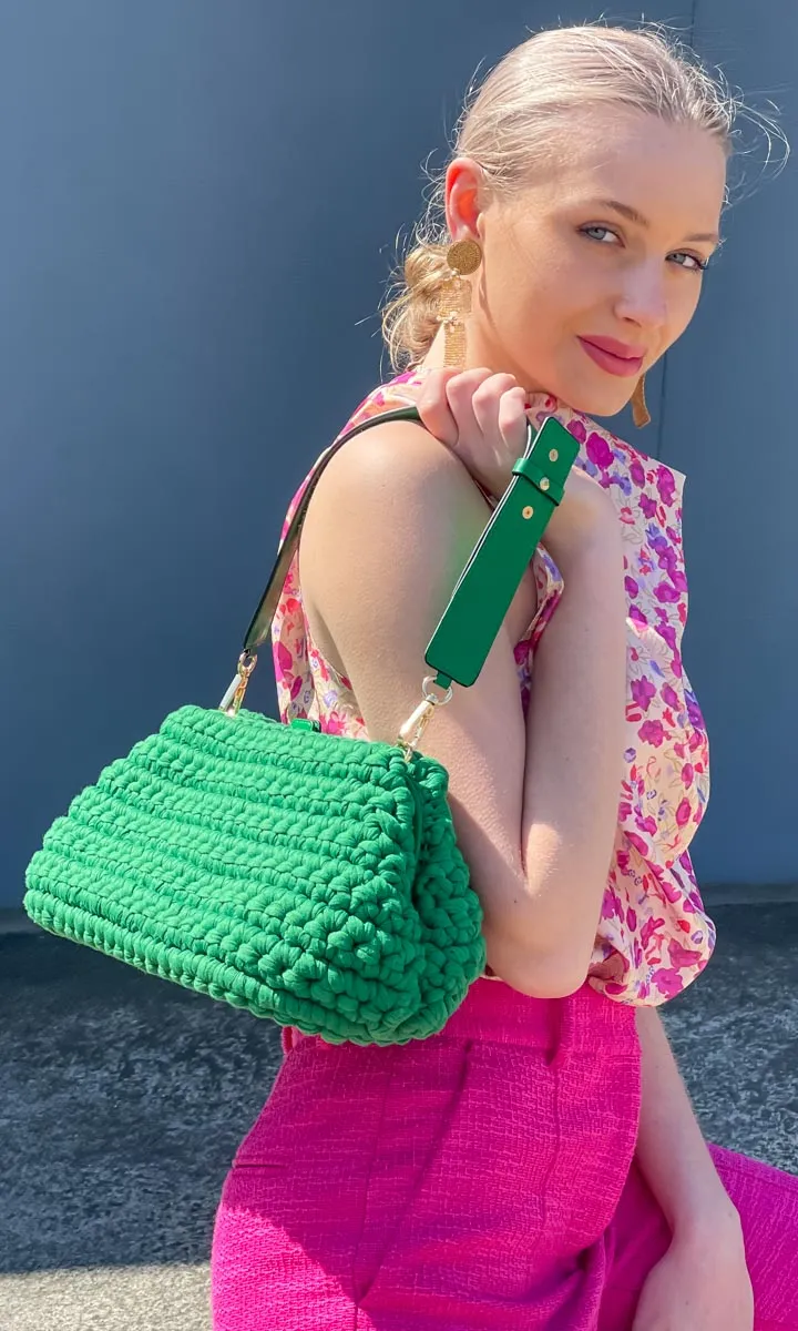 Marella Crochet Green Handbag