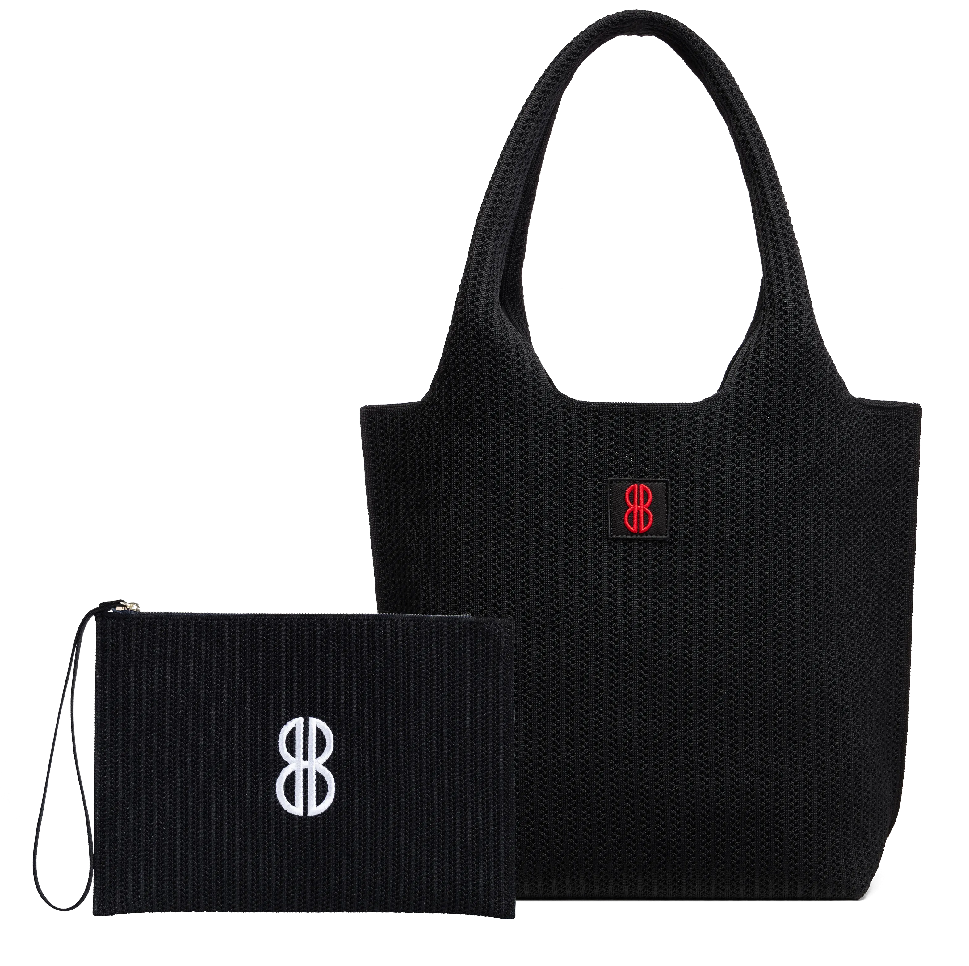 Medium - Black Stripe Tote With Pouch