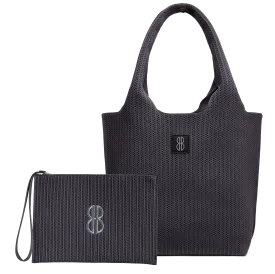 medium - Charcoal Stripe Tote With Pouch