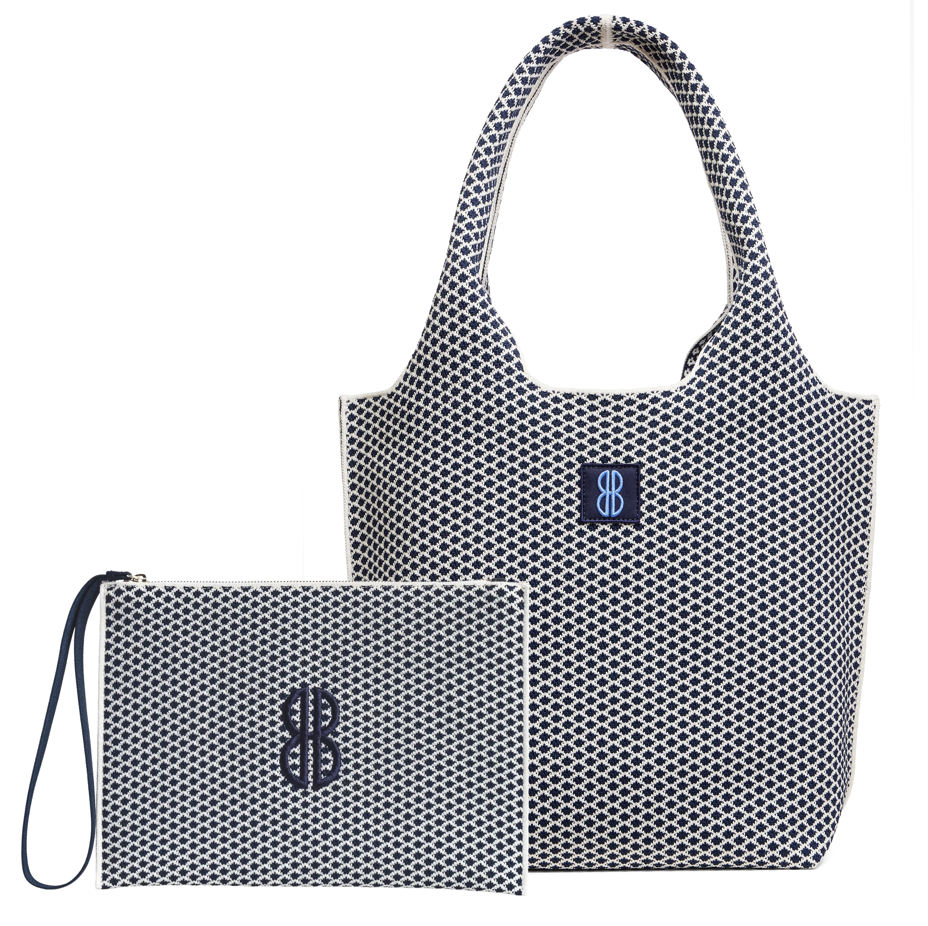 medium - Navy Diamond Tote With Pouch