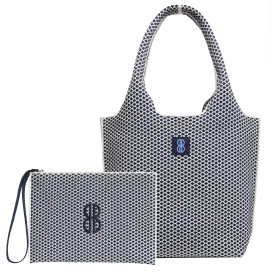 medium - Navy Diamond Tote With Pouch