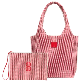 medium - Red Diamond Tote With Pouch