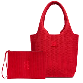 Medium - Red Stripe Tote With Pouch