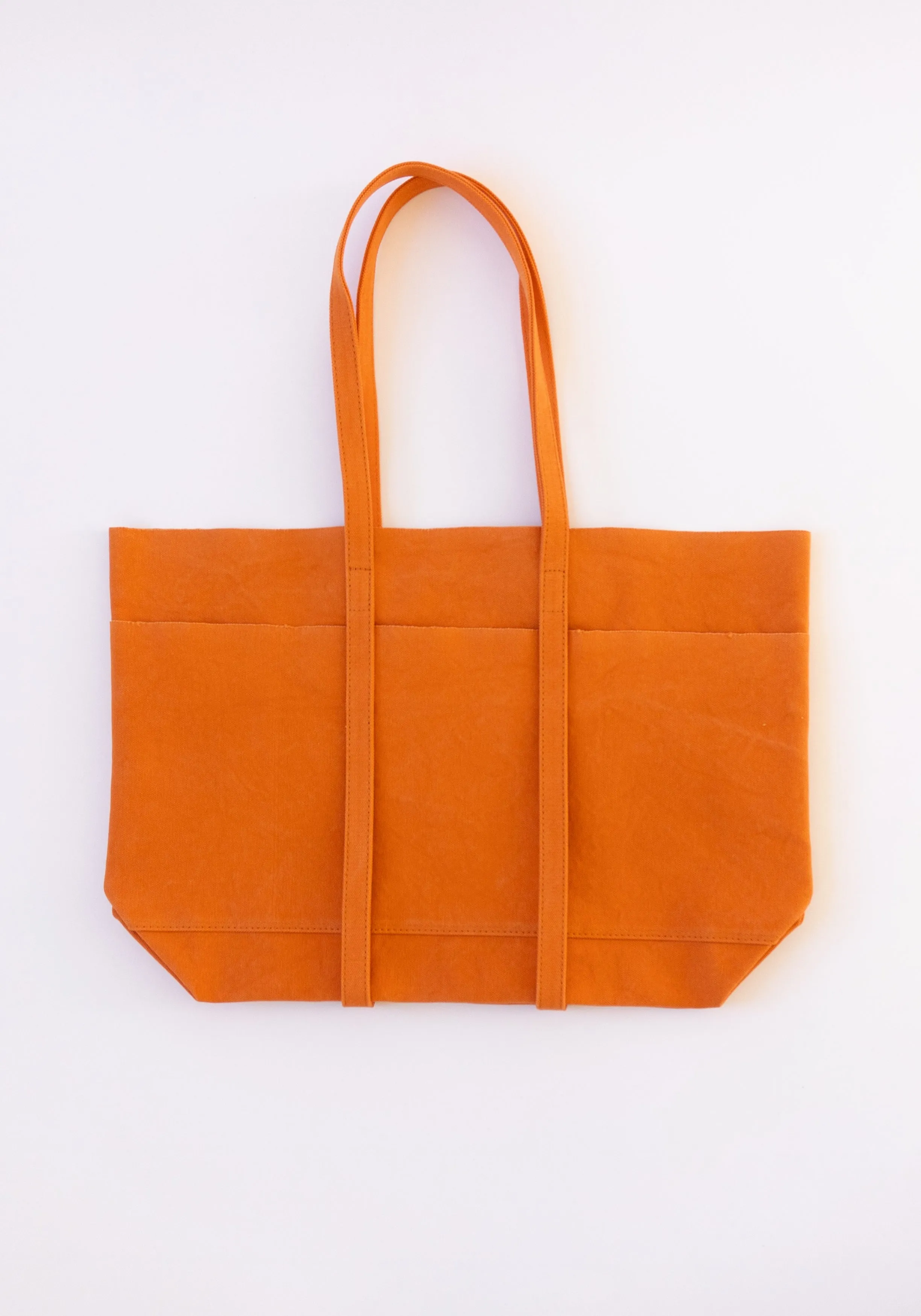 Medium Washed Canvas 6 Pocket Tote in Orange