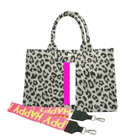 Midi East West Bag: Leopard with Color Stripes