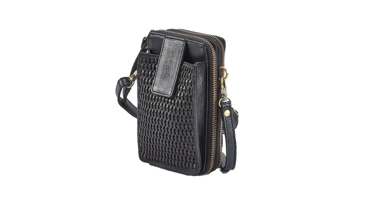 MILO EXPRESSIONS 500 ELLA CROSSBODY PHONE WALLET BLACK