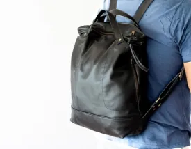 Minos backpack - Black leather