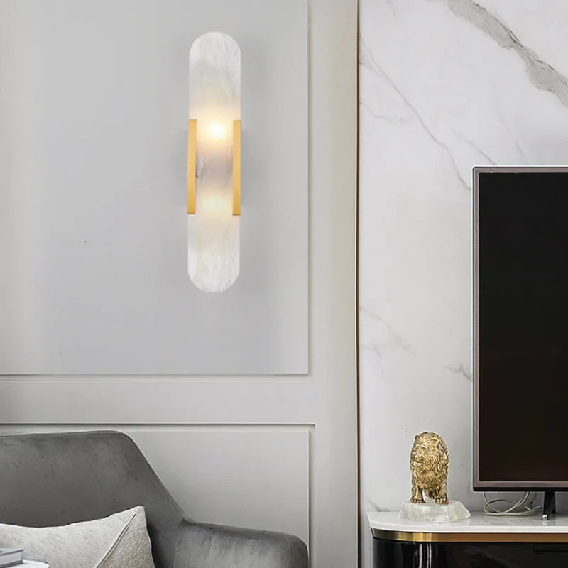 Modern Marble and Gold Wall Light