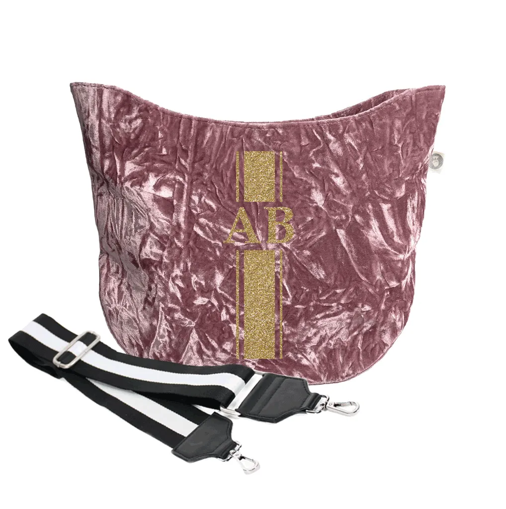 Monogram Stripe City Bag Petal Pink Crushed Velvet