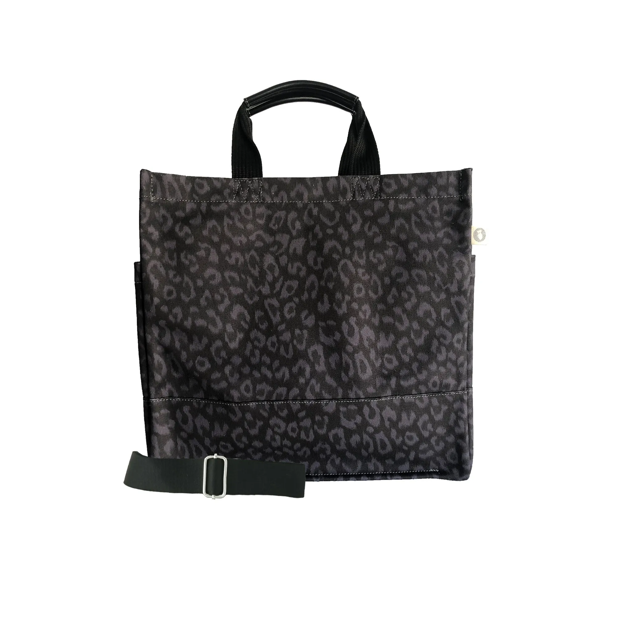 Monogram Stripe: Luxe North South Bag- Black Leopard