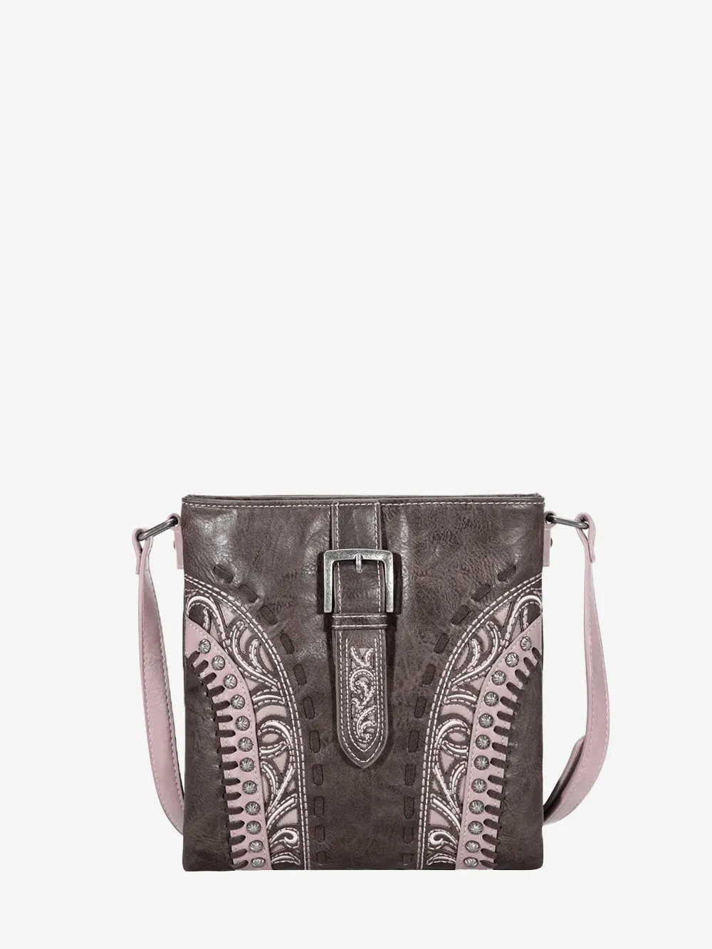 Montana West Embroidered Cut-out Boot Scroll Buckle Crossbody Bag