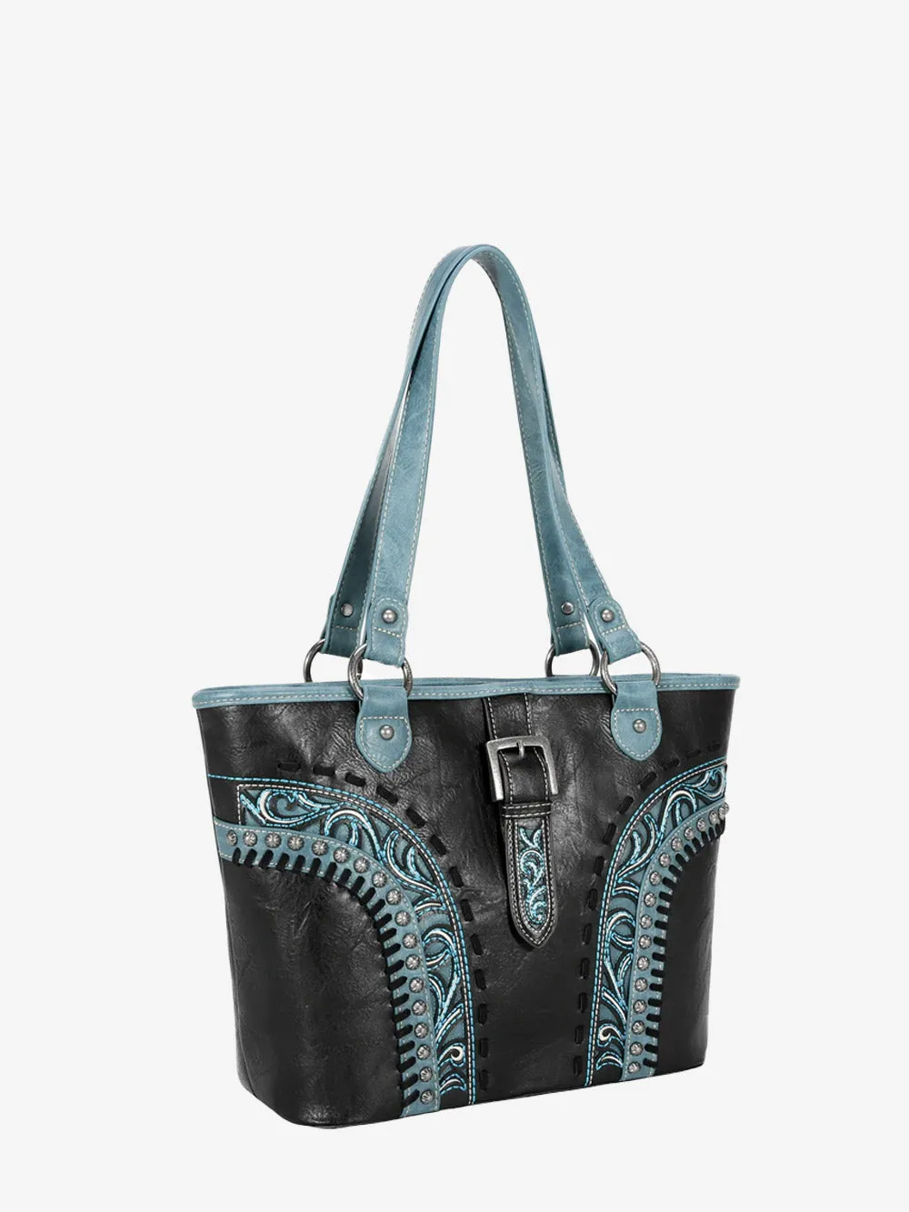 Montana West Embroidered Cut-out Boot Scroll Buckle Tote Bag