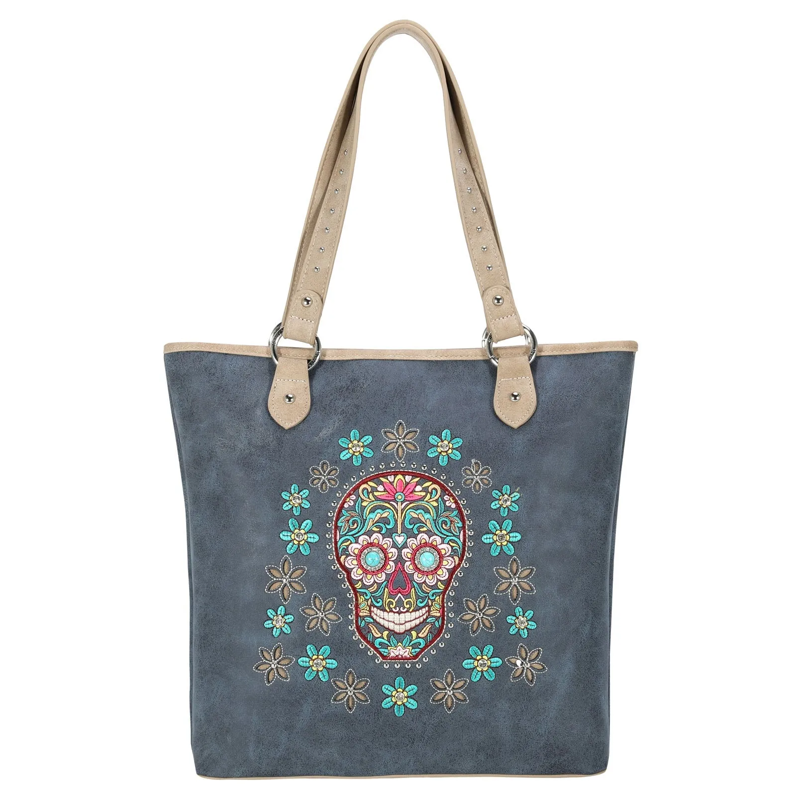 Montana West Embroidered Sugar Skull Concealed Carry Tote