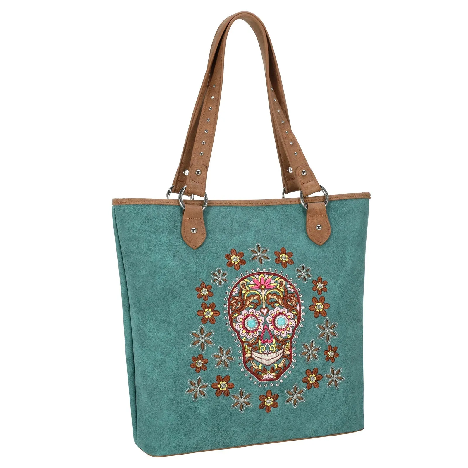 Montana West Embroidered Sugar Skull Concealed Carry Tote