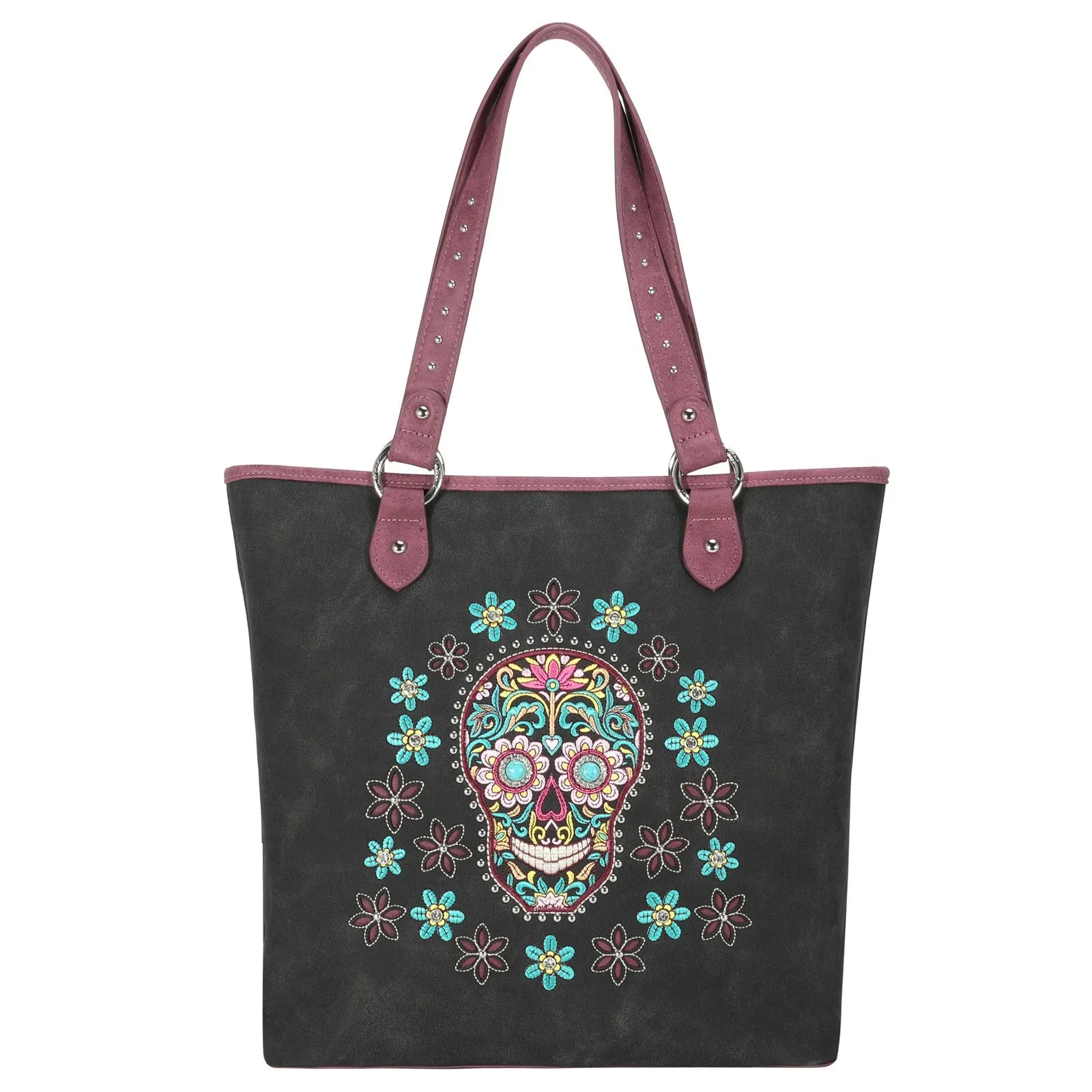 Montana West Embroidered Sugar Skull Concealed Carry Tote