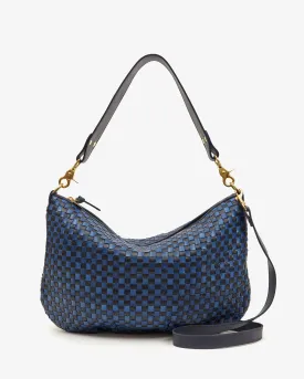 Moyen Messenger in Dark Blue Woven Checker