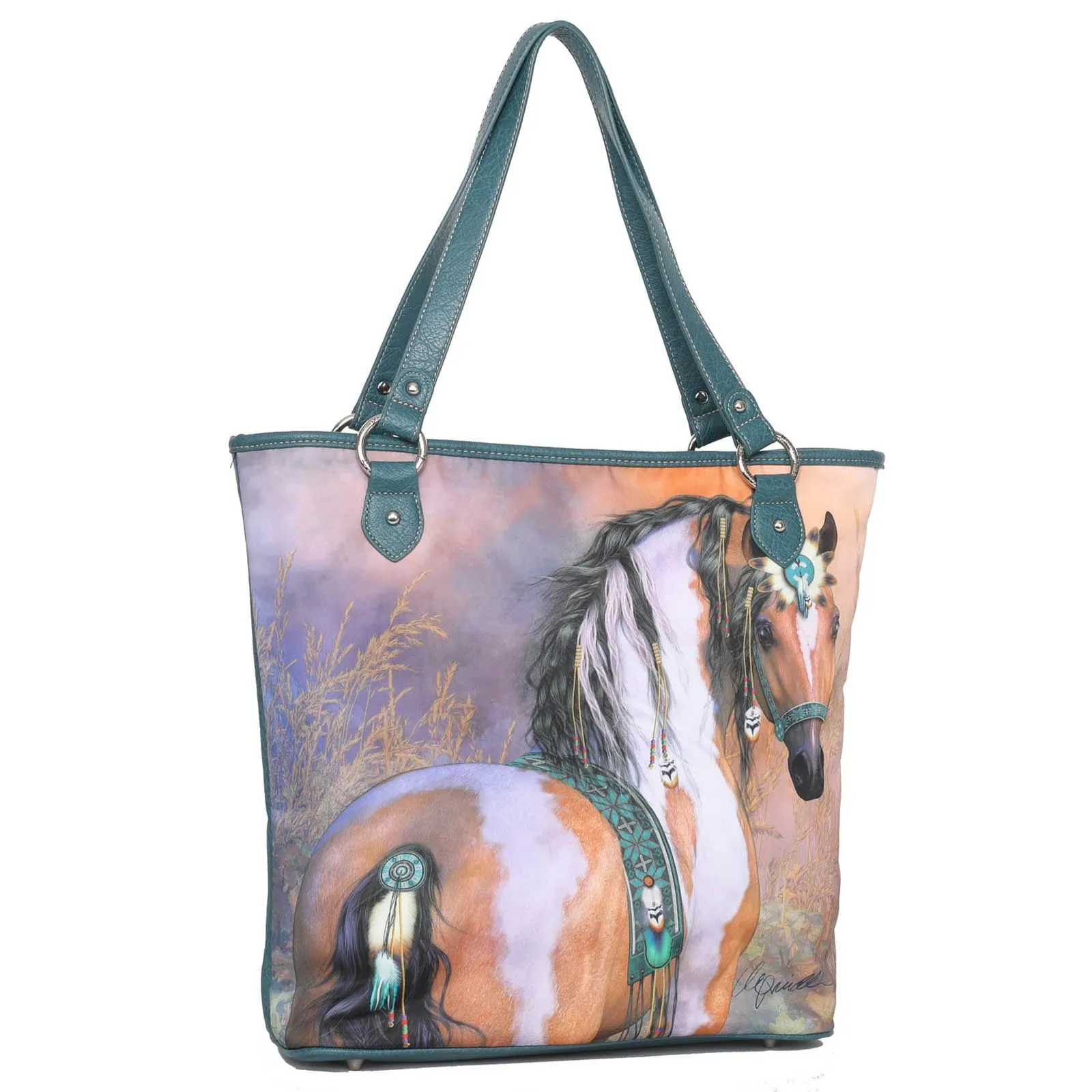 MW1022G-8113  Montana West Horse Print Concealed Carry Tote