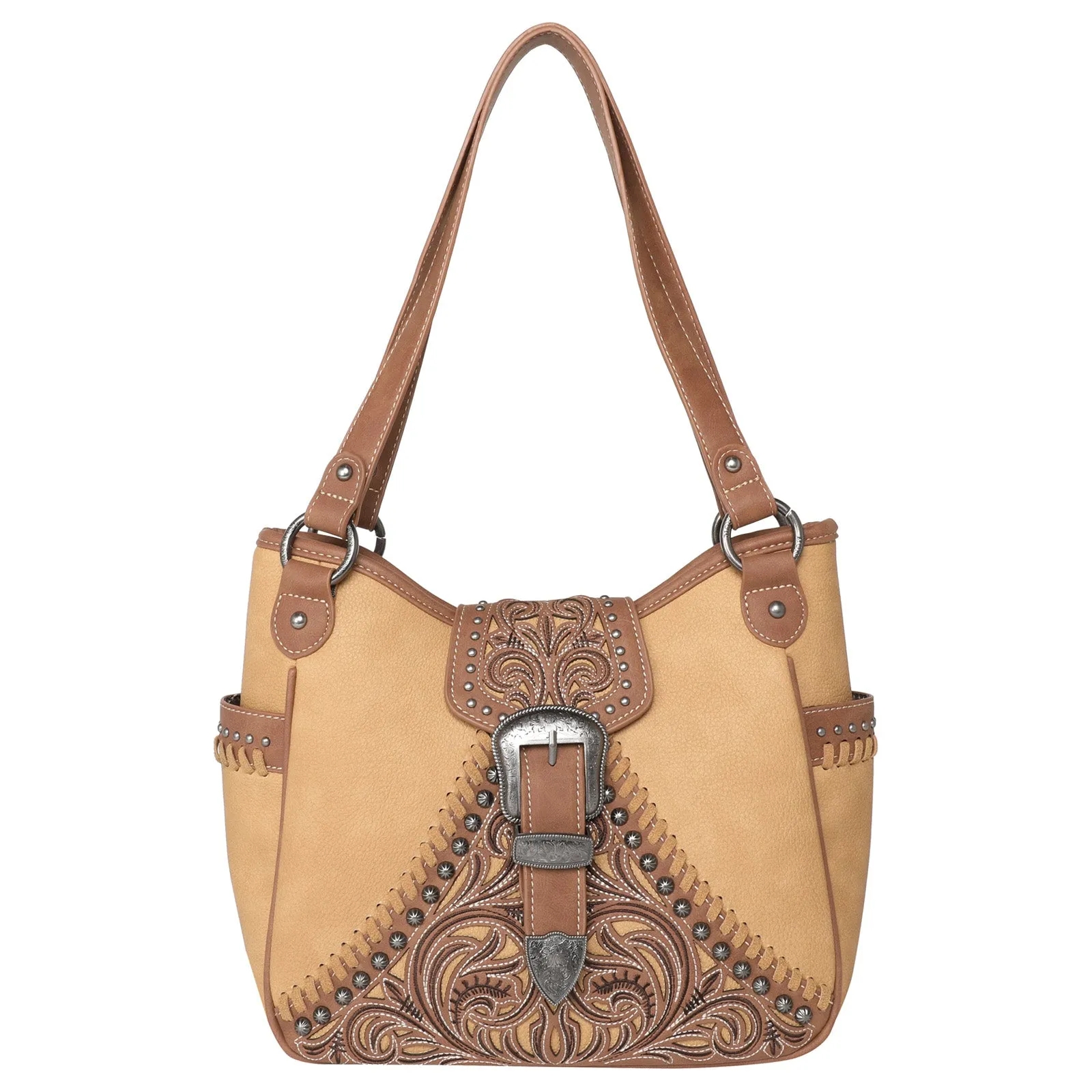 MW1111G-8005 Montana West Floral Embroidered Buckle Collection Concealed Carry Satchel