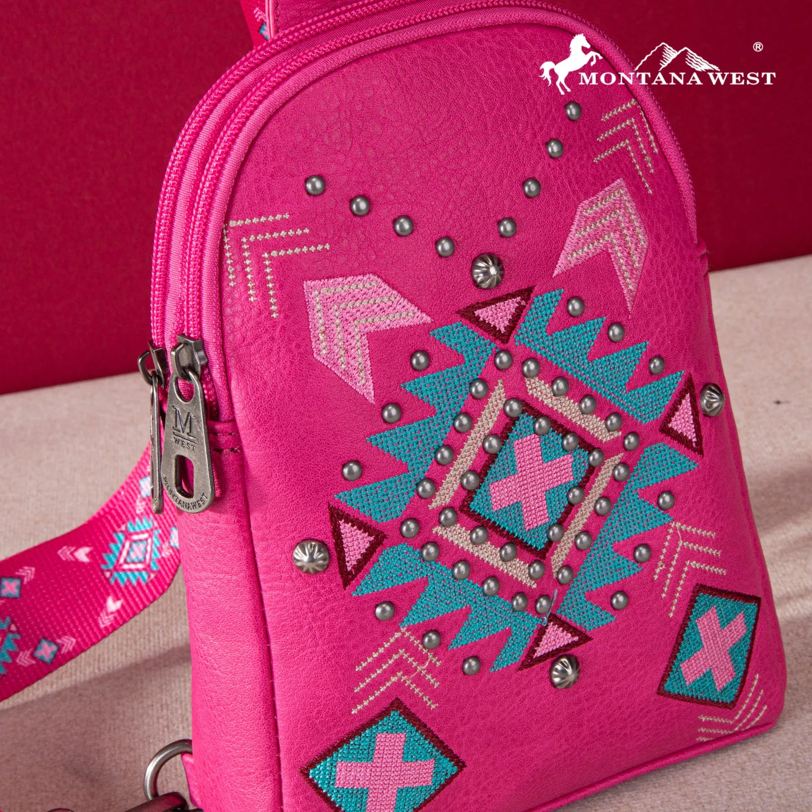 MW1248-210 Montana West Embroidered Aztec Collection Sling Bag