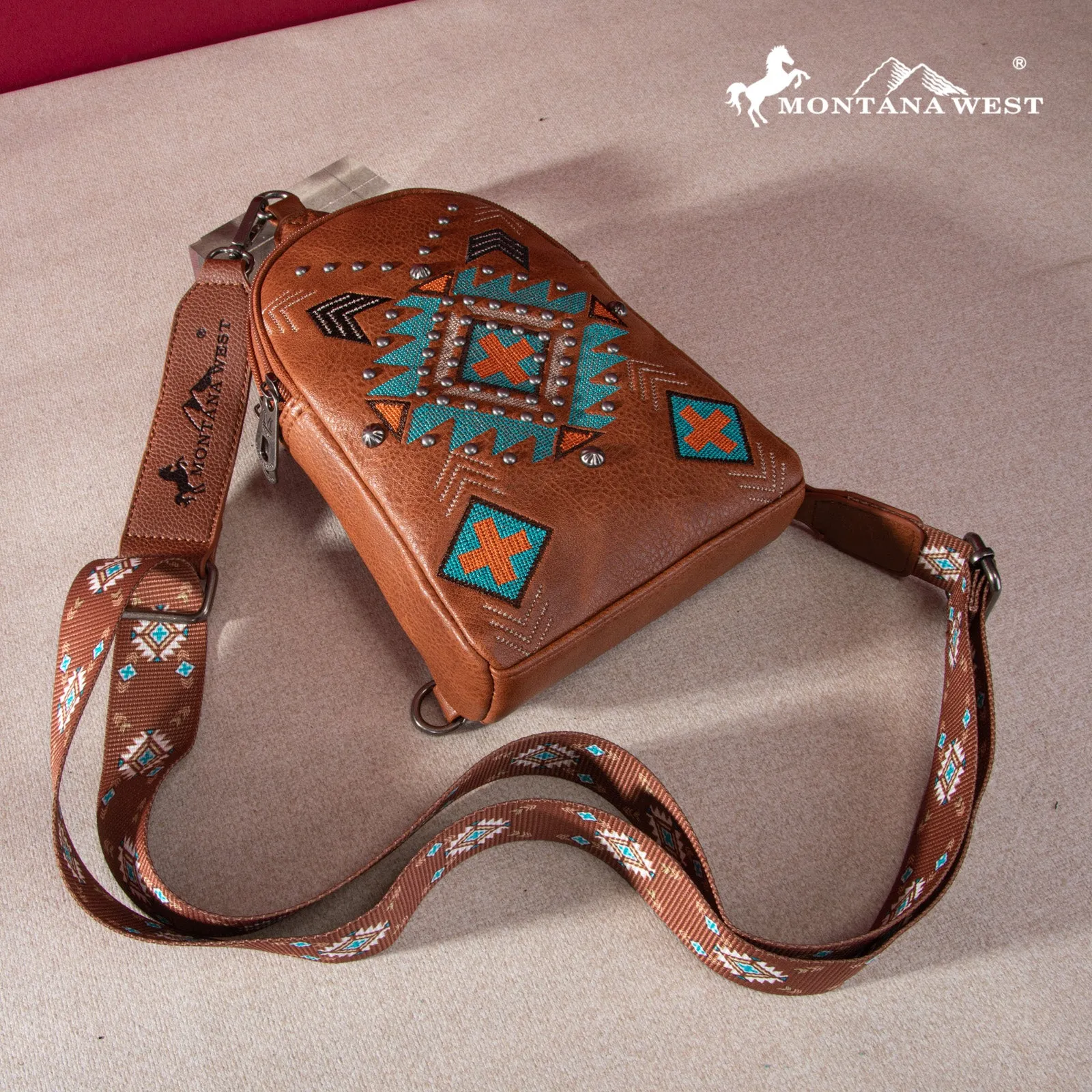 MW1248-210 Montana West Embroidered Aztec Collection Sling Bag