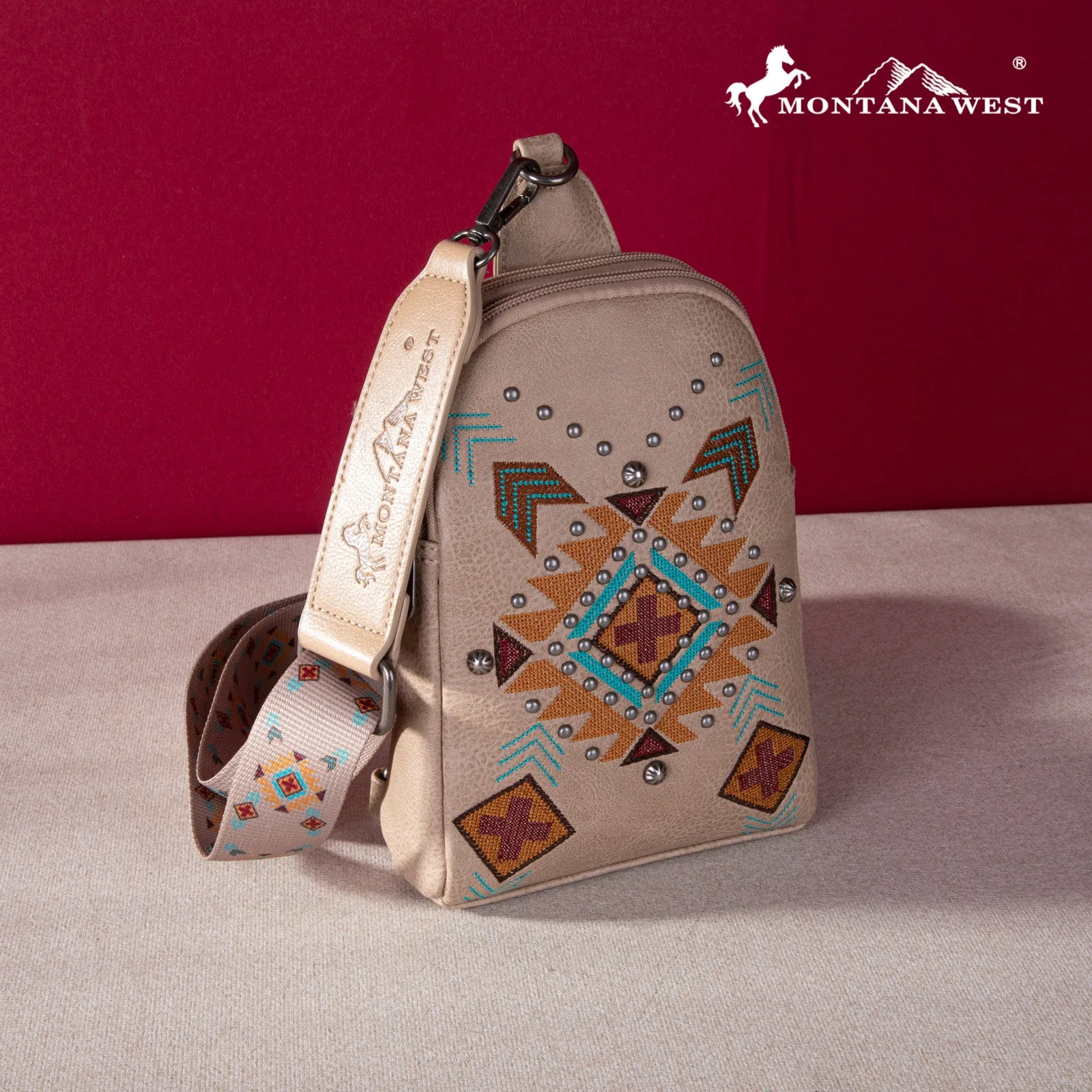 MW1248-210 Montana West Embroidered Aztec Collection Sling Bag