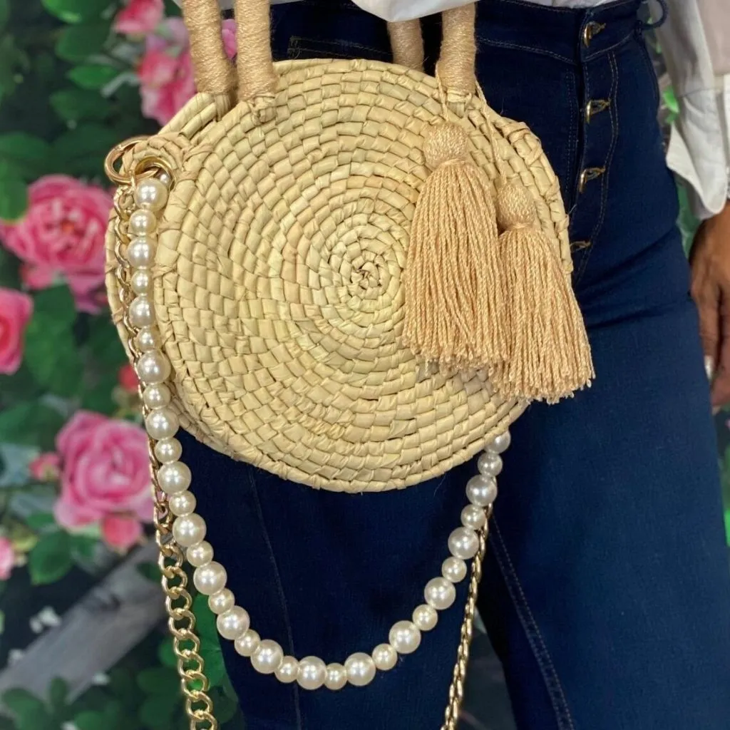 Palm Purse Tassels Pearl Chain Handels