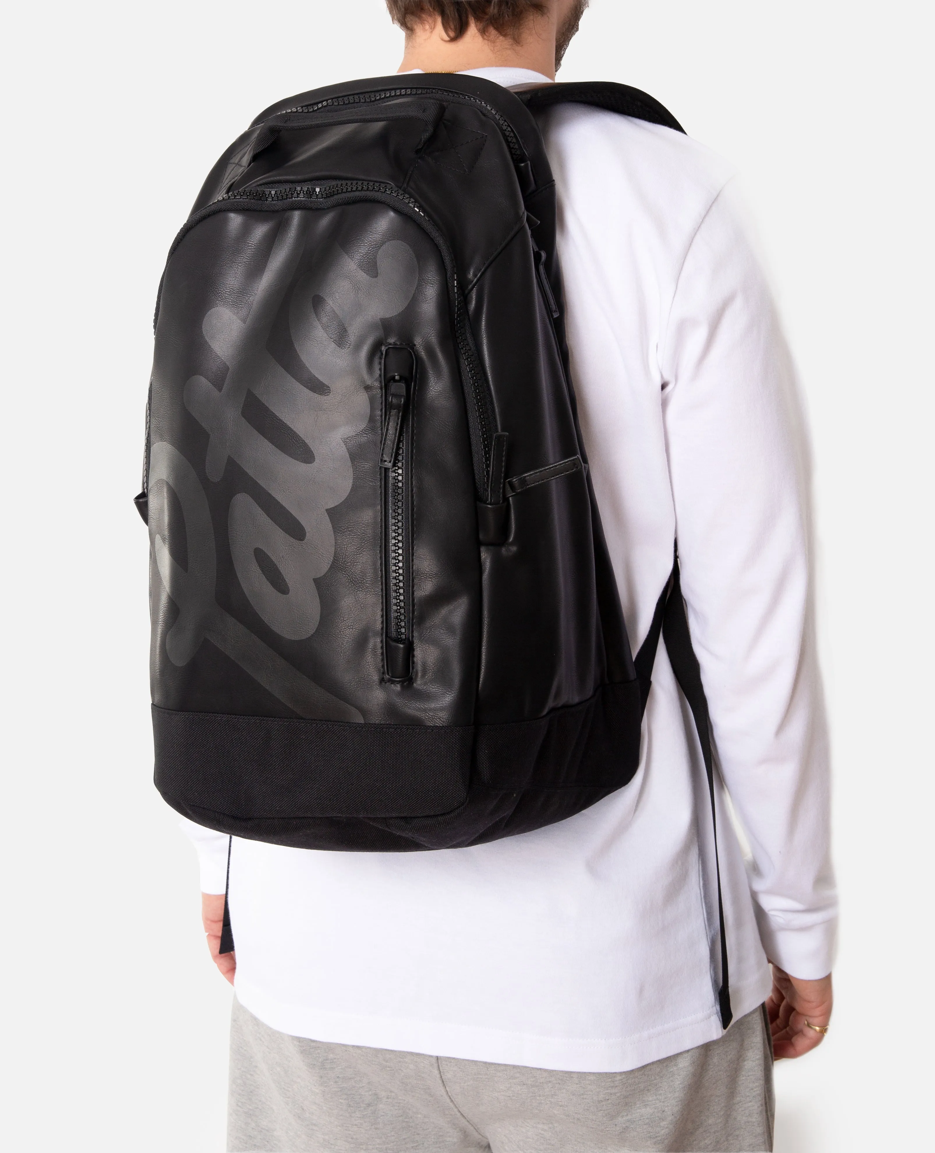 Stylish Black Patta Faux Leather Backpack for Everyday Use