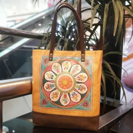 Pattachitra Folktales PU Leather Tote Bag