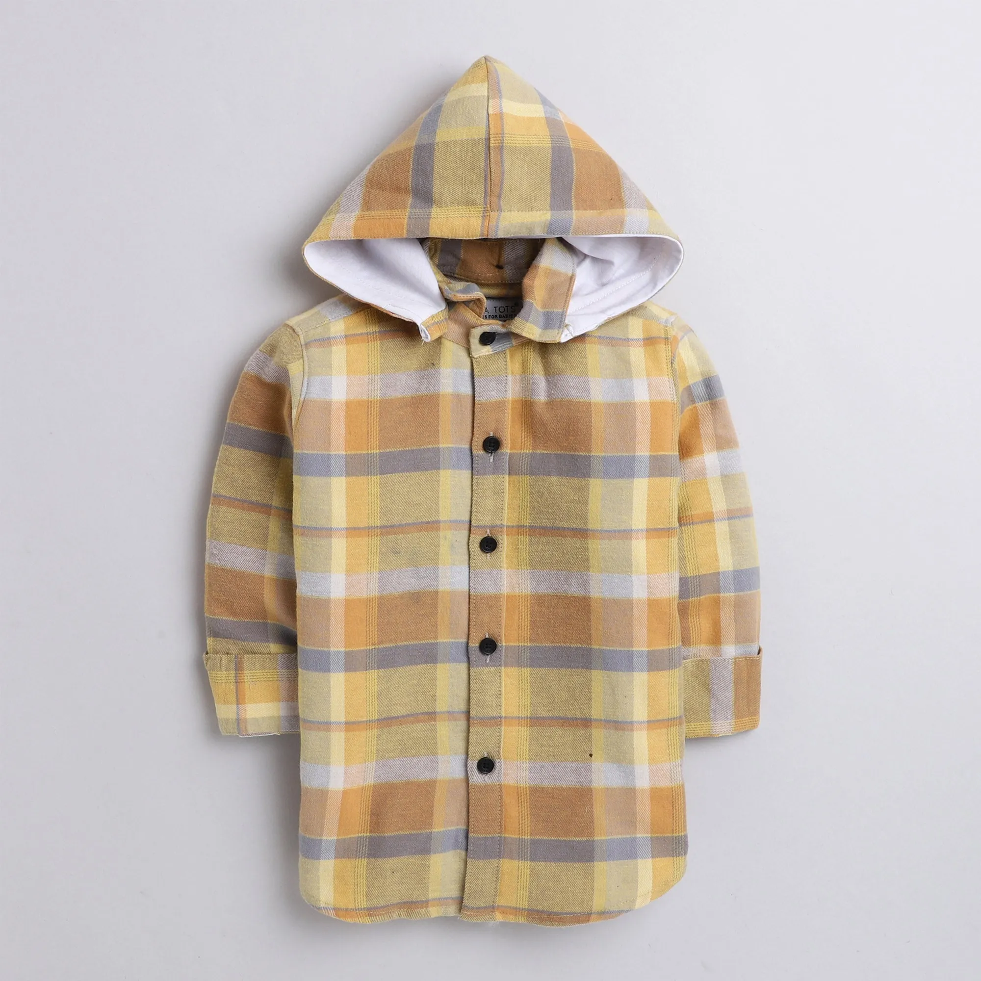 Polka Tots cool pilot print hoodie checks Tshirt shirt - Yellow