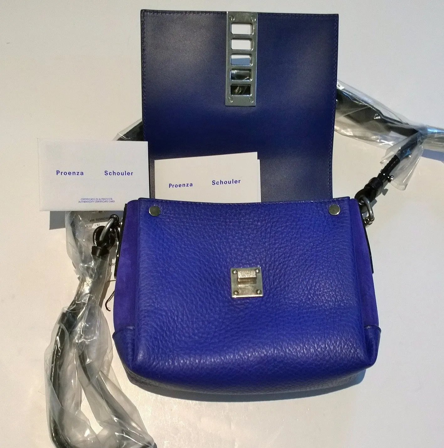 Proenza Schouler Elliot Crossbody Bag in Blue Leather and Suede