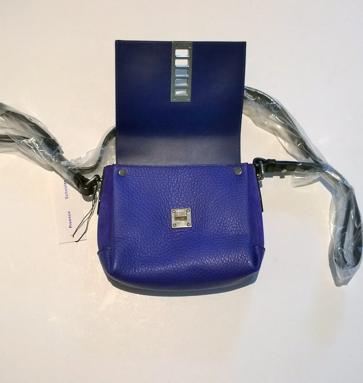 Proenza Schouler Elliot Crossbody Bag in Blue Leather and Suede