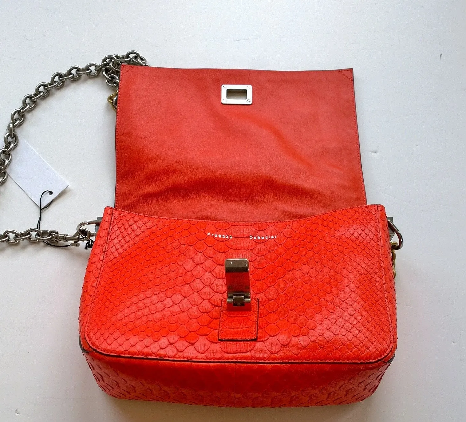 Proenza Schouler PS Courier Small Crossbody Bag in Poppy Orange Python