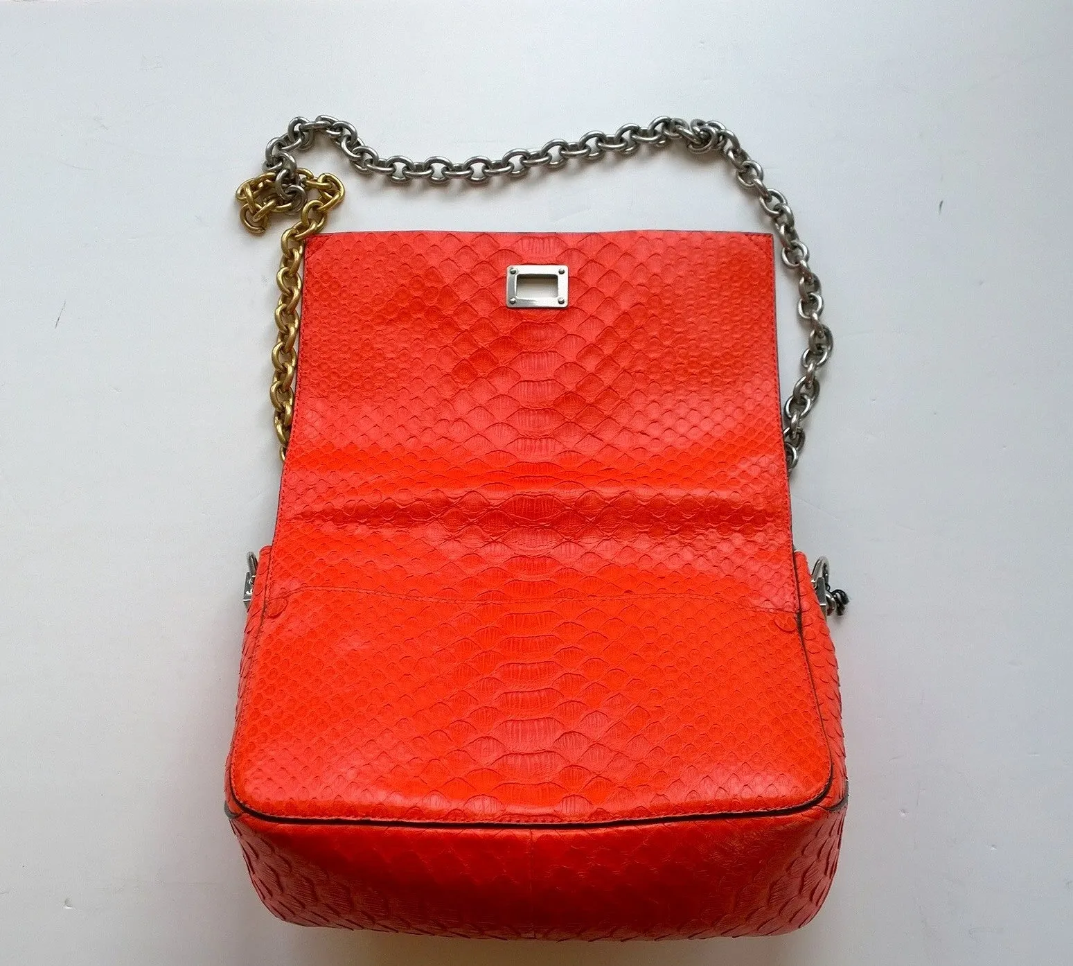 Proenza Schouler PS Courier Small Crossbody Bag in Poppy Orange Python