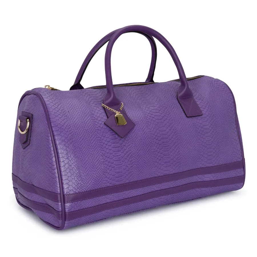 Purple Apollo 1 Faux Snakeskin Duffle Bag